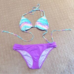 Victoria’s Secret pastel triangle bikini top and knockout bikini bottoms